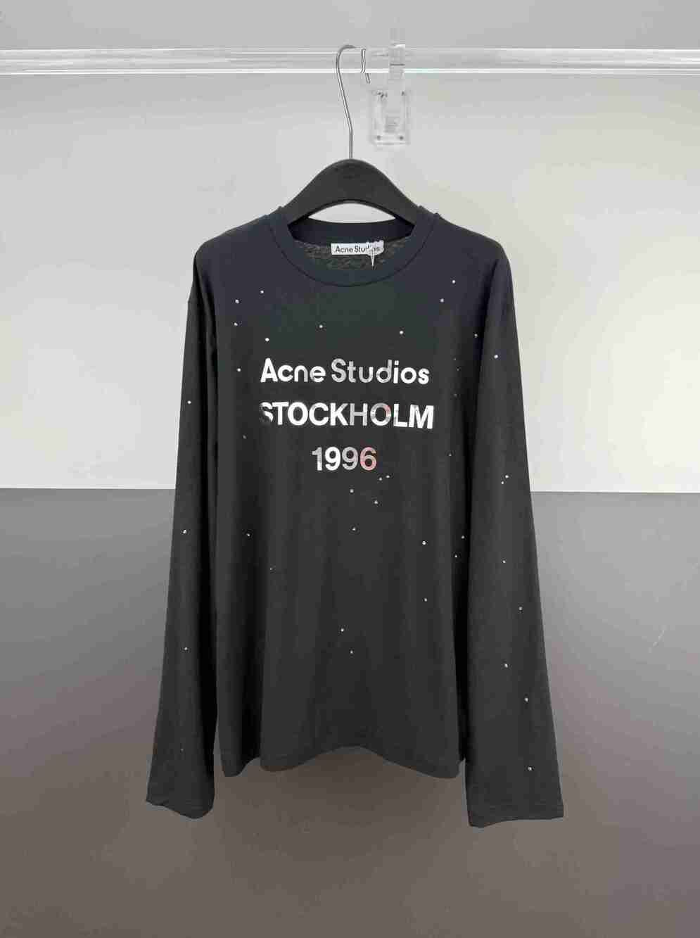 Acne Studios Studded Crew Neck Graphic Long Sleeve Top